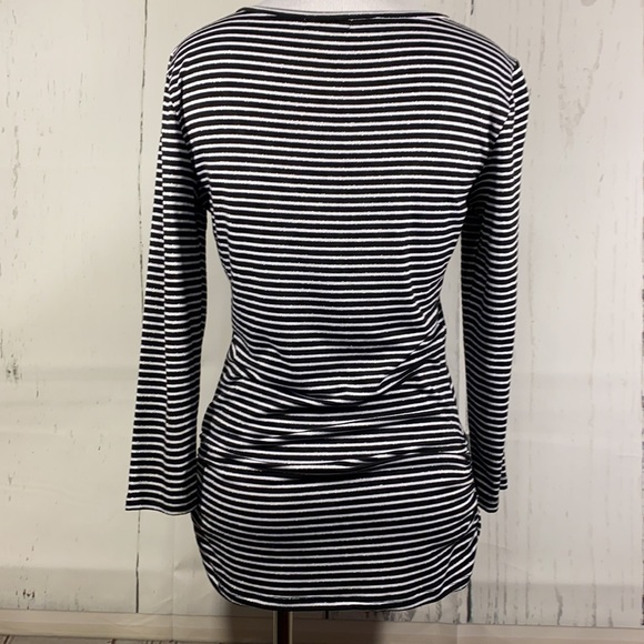 Cache NWOT Crystal Embellished Striped Top With Ruched Sides - Picture 7 of 16